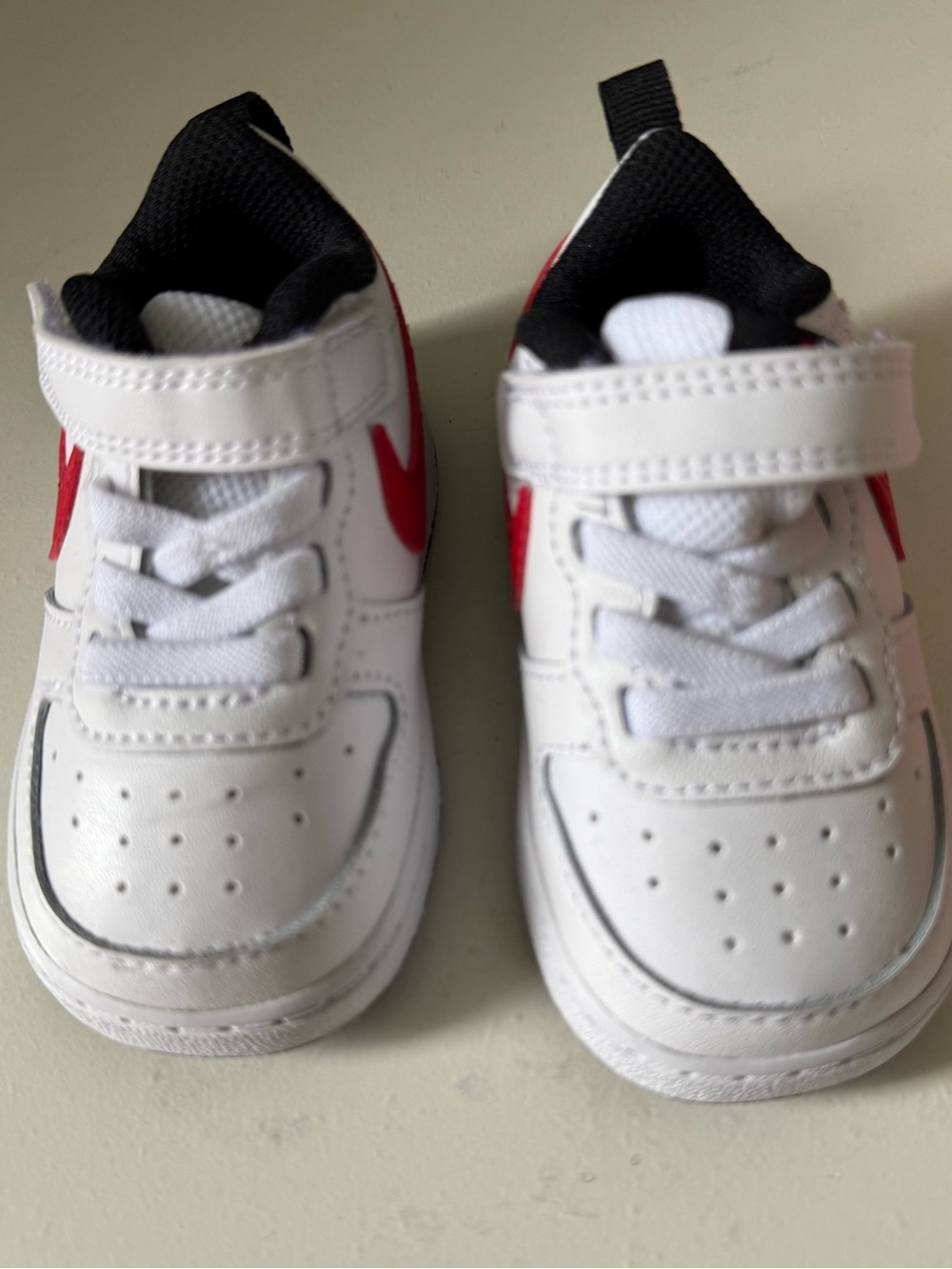 Nike Court Borough Low 2 Toddler White & University Red Sneakers - Picture 3 of 6